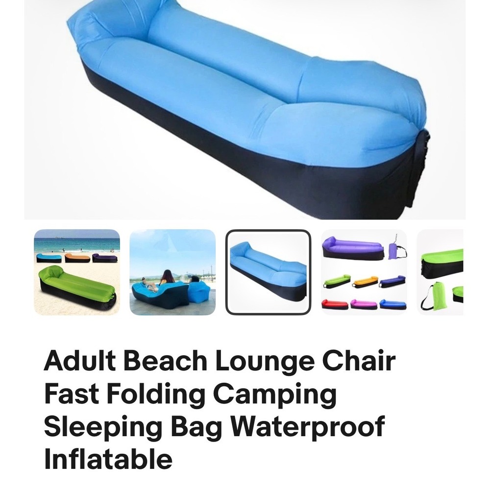 Inflatable Air Lounger Portable Beach Chair Fast Folding Camping Sofa Red